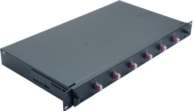 helos LWL 19Zoll Spleissbox 6 x LC Duplex OM4, spleißfertig, schwarz