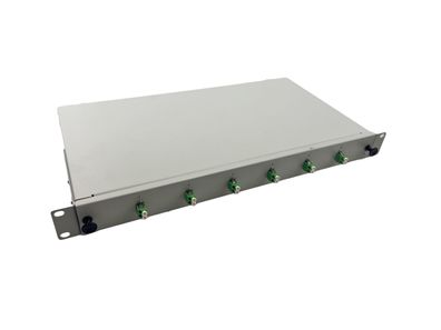 helos LWL 19Zoll Spleissbox 6 x LC/APC Duplex OS2, spleißfertig, grau