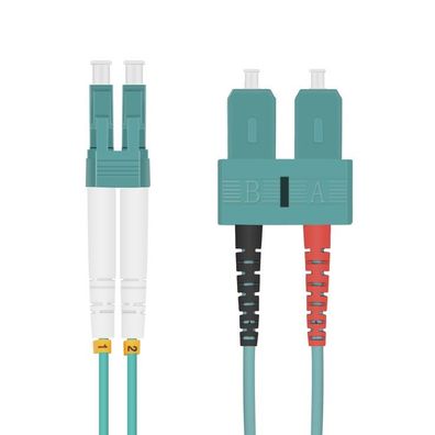 helos LWL OM3 Patchkabel Duplex LSZH 3,0mm LC/SC aqua 7,5m
