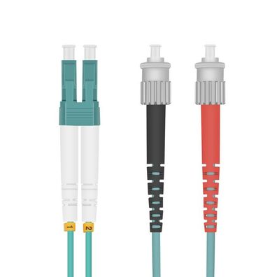 helos LWL OM3 Patchkabel Duplex LSZH 3,0mm LC/ST aqua 2,0m