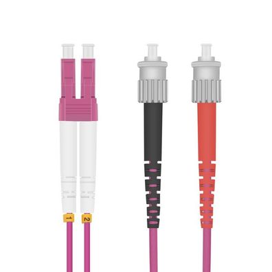 helos LWL OM4 Patchkabel Duplex LSZH 3,0mm LC/ST erikaviolett 2,0m