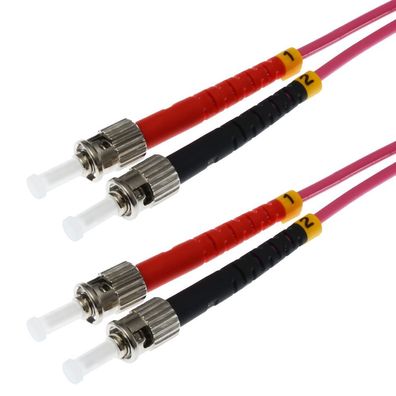 helos LWL OM4 Patchkabel Duplex LSZH 3,0mm ST/ST erikaviolett 7,5m