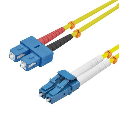 helos LWL OS2 Patchkabel Duplex LSZH 3,0mm LC/SC gelb 15,0m