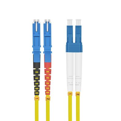 helos LWL Patchkabel E2000® (LSH)/LC Duplex 9/125µm OS2 gelb 3,0m