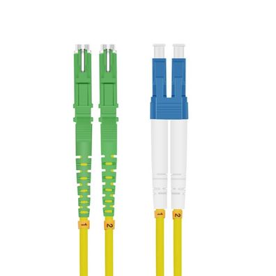 helos LWL Patchkabel E2000® APC (LSH)/LC Duplex 9/125µm OS2 gelb 1.0m