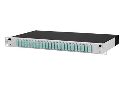 METZ Connect OpDAT slide Patchfeld splice 24xSC-D (aqua), OM3, grau