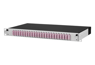 METZ Connect OpDAT slide Patchfeld splice 24xSC-D (violett), OM4, grau