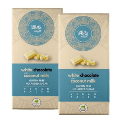 2 x80g Tafel Weiße Schokolade Ohne Zuckerzusatz Milchfrei Paleo Vegan Glutenfrei