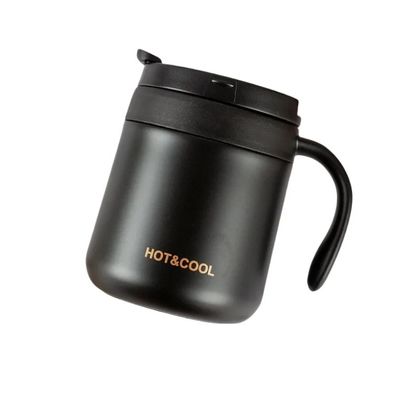 Einfache einheitliche Kaffeetasse, isolierte Edelstahl-Tasse mit Griff, breite Öffnun