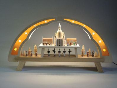 Schwibbogen Dresdener Frauenkirche mit Bergmännern HxB= 31x58cm NEU Lichterbogen