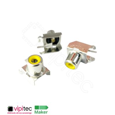 Cinch Einbaubuchse, Gelb THT RCA AV Phono Stecker Mono Buchse weiblich zum Löten