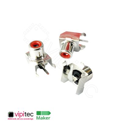 Cinch Einbaubuchse, Rot THT RCA AV Phono Stecker Mono Buchse weiblich zum Löten