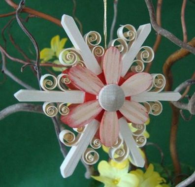 Strauchbehang Spanstern + Blüte Rot (Beidseitig) Ø8cm NEU Ostern Frühling Holz