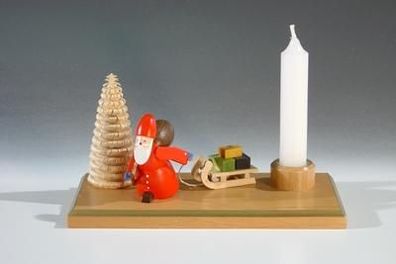 Kerzenhalter Weihnachtsmann mit Schlitten Breite 14cm NEU Kerze Kerzenlicht Tee
