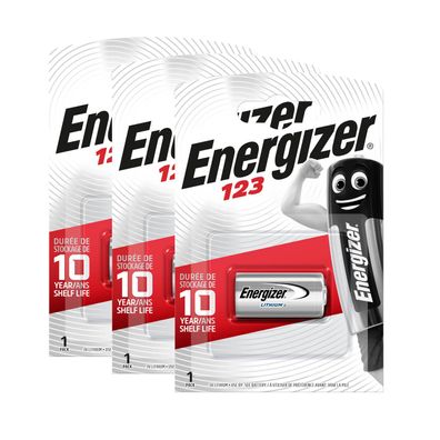 3x Energizer CR123 CR17345 CR123A Lithium Photo Batterie 3V im Blister