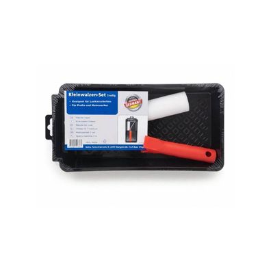 Kleinwalzen Set 10cm mit Schaumstoffwalze und Farbwanne Lackier Set 3 teilig