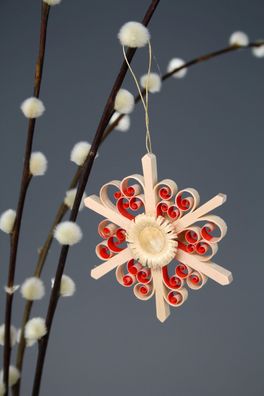 Strauchbehang Spanstern Rot 8x8x2cm NEU Frühlingsdeko Baumschmuck Holzschmuck