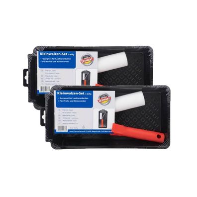 2x Kleinwalzen Set 10cm mit Schaumstoffwalze und Farbwanne Lackier Set 3 teilig