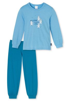 Schiesser 154349 - Jungen Schlafanzug langarm hellblau, Eisbär Gr. 98