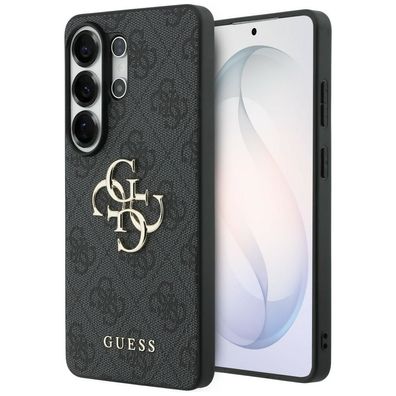 Guess Hülle grau Galaxy S26 Ultra Kunstleder Big Logo goldfarben Metall
