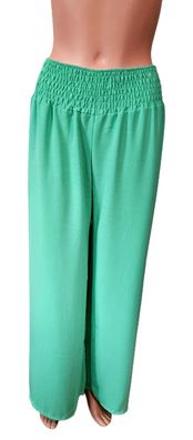 Italy Sommerhose Hose Gummizug weites Bein 100 % fliessende Viskose in Mintgrün