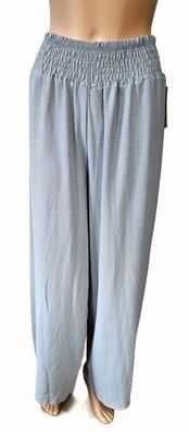 Italy Sommerhose Hose Gummizug weites Bein 100 % fliessende Viskose Hellgrau