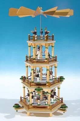 Tischpyramide Bergmannsaufzug um 1850 4 Etagen natur BxHxT 24,5x35x24,5cm NEU Ho