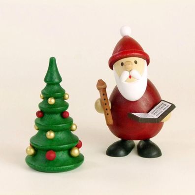 Holzfigur Weihnachtsmann mit Notenbuch HxB 9x6cm NEU Seiffen Erzgebirge Deko
