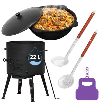 Feuerofen Utschak Ø49 cm Kochset mit 22 L Kazan Uchag 2 mm Stahl ???? ????? ????