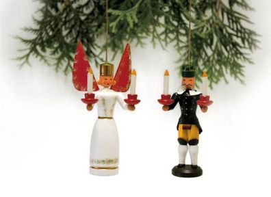Baumbehang Engel und Bergmann Paar bunt Höhe=11cm NEU Christbaumschmuck