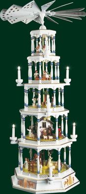 Tischpyramide Christi Geburt 5 stöckig bunt mit Spielwerk elektrisch Höhe= 123cm