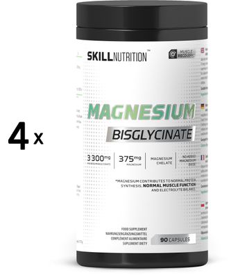 4 x Skill Nutrition Magnesium Bisglycinate - 90 caps