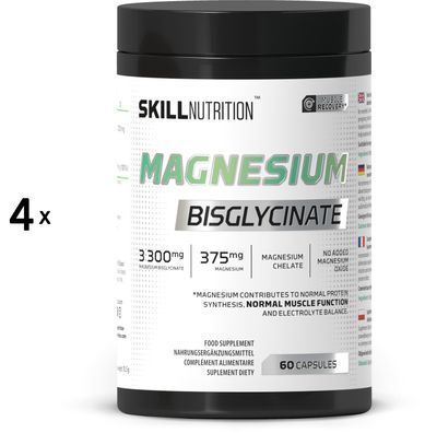 4 x Skill Nutrition Magnesium Bisglycinate - 60 caps