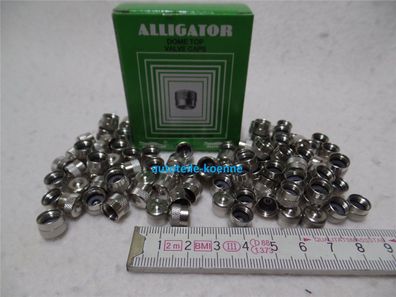 100x Ventilkappe mit Dichtung Metall VG8 extra kurz Alligator Premium Linie