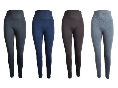 Gaubert Damen Leggings lang Baumwolle Stretch Hochbund Motiv Skinny Fit Freizeit Hose