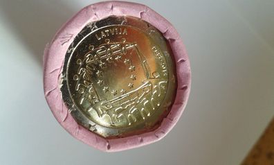 Rolle 2 euro 2015 Lettland Flagge Rolle 25x2 euro 2015 EU Flagge Lettland