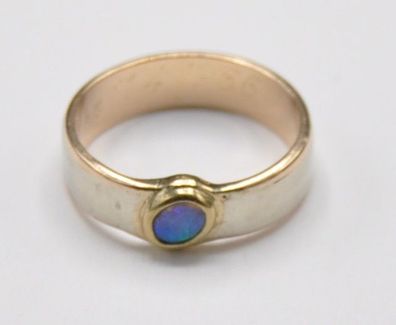 Band Ring Bandring Voll Edel Opal 585 Gold massiv Ehe