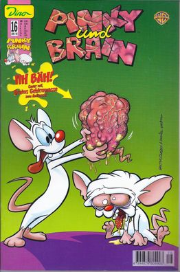 Comic-Heft Pinky und Brain Nr. 16 Cover mit Brains Gehirnmasse Dino-Verlag Juni 2000