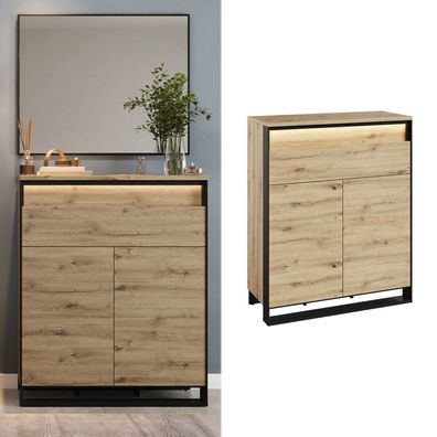 Kommode QUANT QG-02 mit 2 Schubladen 2 Türen Sideboard LED Anrichte Loft
