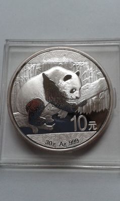Original 10 Yuan 2016 China Panda 30g Silber 999er in Quadrummünzdose