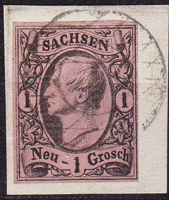 Germany Sachsen [1855] MiNr 0009 ( O/used ) [06] Briefstück