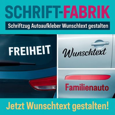 Hier Schriftzug Aufkleber Auto Autoaufkleber Wunschtext selbst gestalten