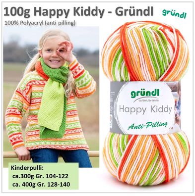 100g Gründl Happy Kiddy Anti Pilling Farbverlaufsgarn Wolle Kinder Baby (peach)