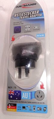 Ansmann Reiseadapter Stecker Schuko EU zu AU Neuware