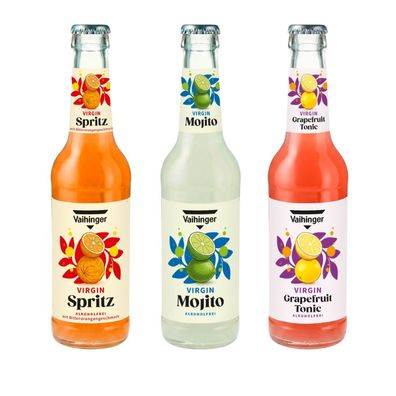 Vaihinger Virgin Probierset alkoholfrei – 3 × 0,33 l Glasflaschen – Mojito, Gra