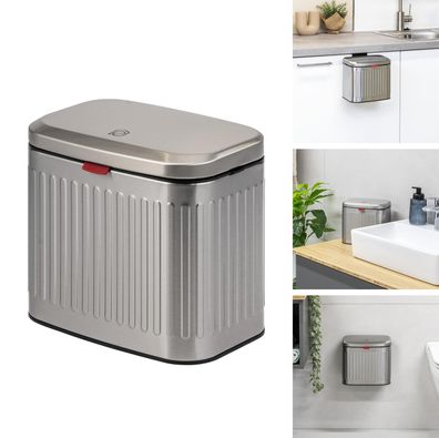 eluno Abfalleimer, Küchen- Badmülleimer 3 Liter Fassungsvermögen, Edelstahloptik