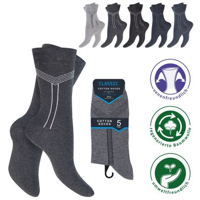 5 Paar Herren Damen Socken Komfortbund Baumwolle Strümpfe dezentem Muster Gr.35-46