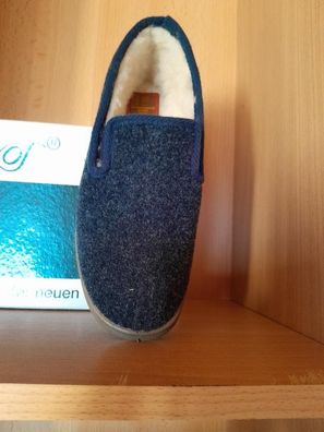 Schawos Damen Pantoffel Filz m. Schurwolle (Mod.7070-24) - Marine Gr 37-38 u.40 NEU