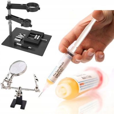 Rosfix Set Montageplattform mit Lupe – für Hotair, PCB, BGA | 20x25 cm