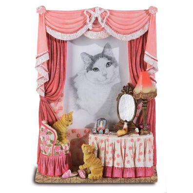 Katzen Bilderrahmen am Schminktisch mit LED Beleuchtung 23,5cm